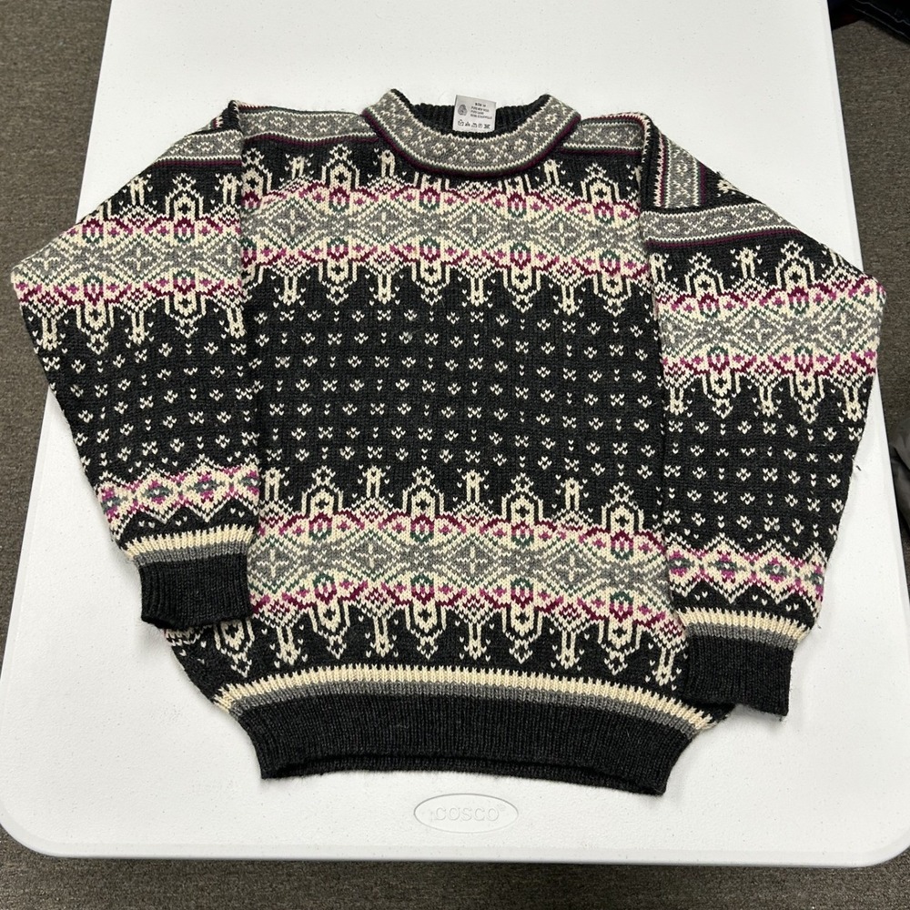 Dale of Norway Sweater Mens M Charcoal Excellent Wool Fair Isle Nordic Knit